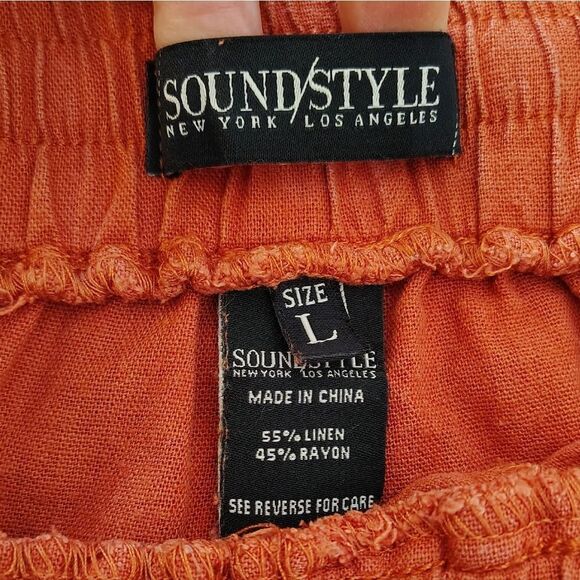 SoundStyle Country Rust Linen Blend Elastic Waist Convertible Pants Large - Picture 11 of 14